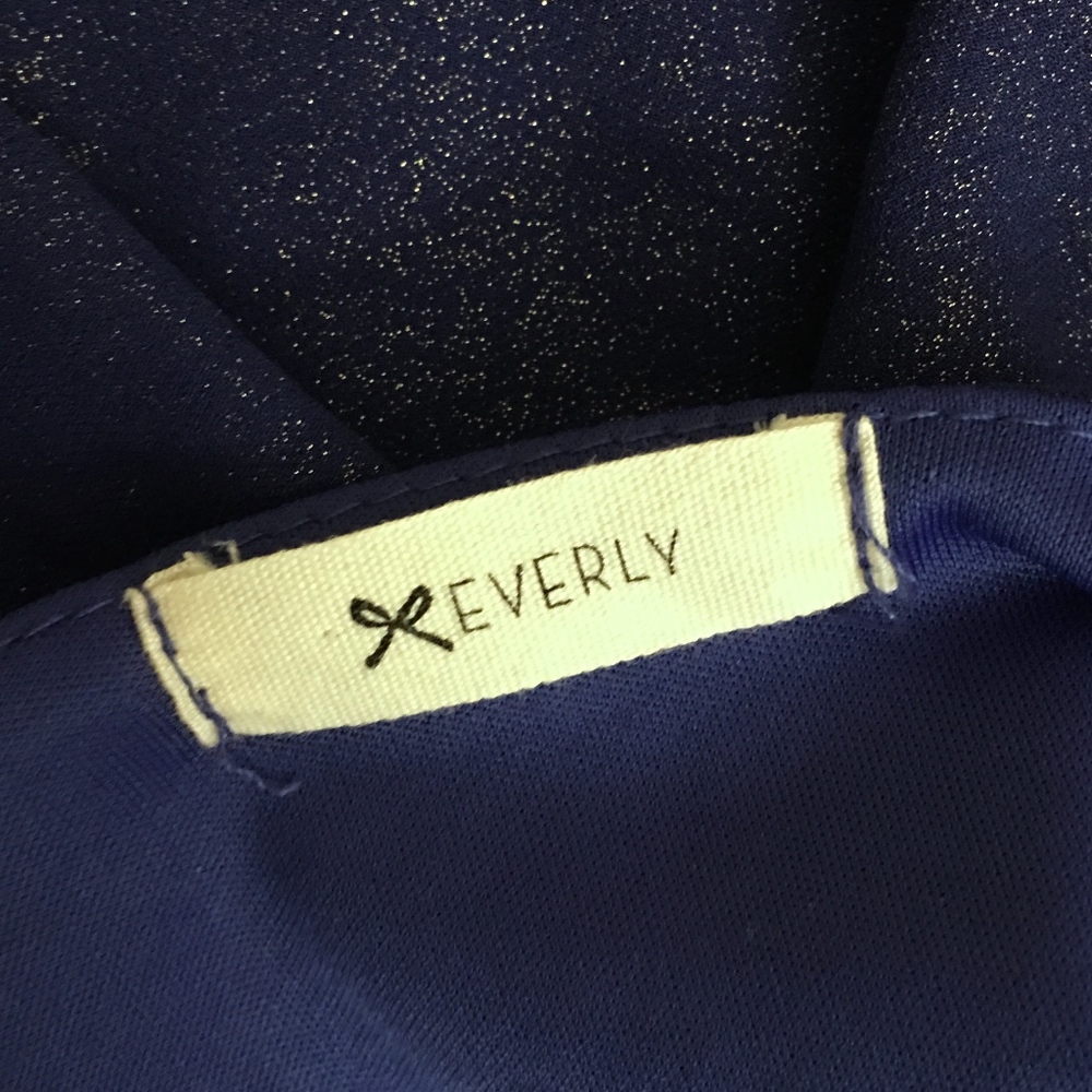 ANTHRO EVERLY Navy Blue Asymmetric Shimmer Dress - Picture 7 of 8